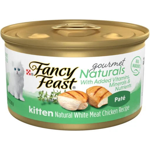 Fancy Feast Gourmet Naturals White Meat Chicken Recipe Grain-Free Pate Kitten Canned Cat Food, 3-oz Can, Case Of 12 -Fancy Feast 214807 MAIN. AC SS1800 V1677102456