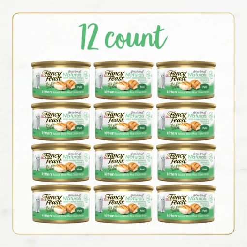 Fancy Feast Gourmet Naturals White Meat Chicken Recipe Grain-Free Pate Kitten Canned Cat Food, 3-oz Can, Case Of 12 -Fancy Feast 214807 PT1. AC SS1800 V1677102916