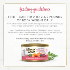 Fancy Feast Gourmet Naturals Natural Wild Alaskan Salmon Recipe Grain-Free Pate Kitten Canned Cat Food, 3-oz Can, Case Of 12 -Fancy Feast 214809 PT7. AC SS1800 V1677102921