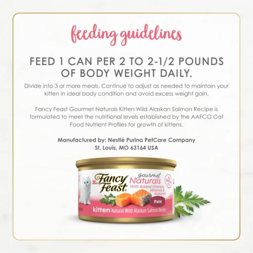 Fancy Feast Gourmet Naturals Natural Wild Alaskan Salmon Recipe Grain-Free Pate Kitten Canned Cat Food, 3-oz Can, Case Of 12 -Fancy Feast 214809 PT7. AC SS1800 V1677102921