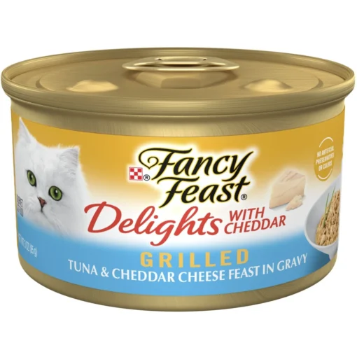 Fancy Feast Delights With Cheddar Grilled Tuna & Cheddar Cheese Feast In Gravy Canned Cat Food -Fancy Feast 75956 MAIN. AC SS1800 V1693928872