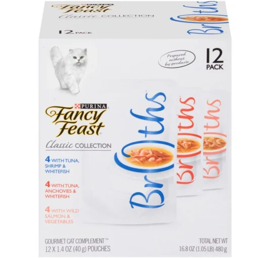 Fancy Feast Classic Collection Broths Variety Pack Complement Cat Food (1.4oz X 12) -Fancy Feast fancy feast classic collection broths variety pack complement cat food 1 4oz x 12 92