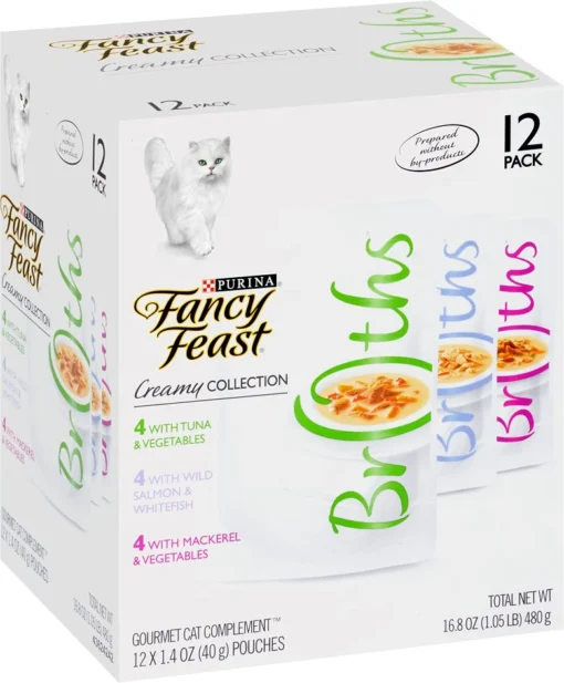 Fancy Feast Creamy Collection Broths Variety Pack Supplemental Cat Food Pouches, 1.4-oz, 12-count -Fancy Feast image 13596