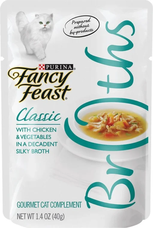 Fancy Feast Classic Broths With Chicken & Vegetables Supplemental Cat Food Pouches, 1.4-oz -Fancy Feast image 13845