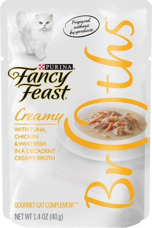 Fancy Feast Creamy Broths With Tuna, Chicken & Whitefish Supplemental Cat Food Pouches, 1.4-oz -Fancy Feast image 14220