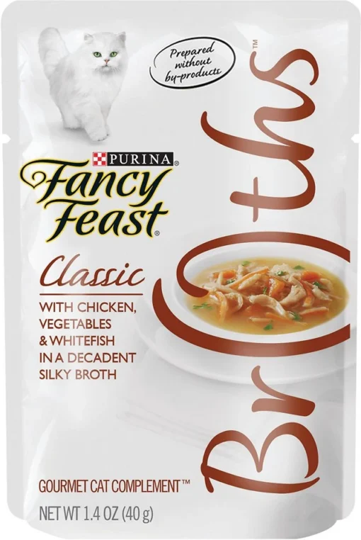 Fancy Feast Classic Broths With Chicken, Vegetables & Whitefish Supplemental Cat Food Pouches, 1.4-oz -Fancy Feast image 14311